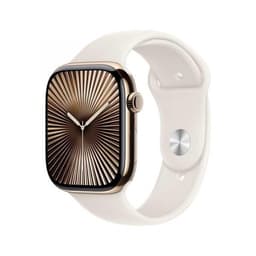 Apple Watch Series 9 (2023) GPS + Cellular 41 mm - Rostfreier Stahl Gold - Sportarmband Polarstern