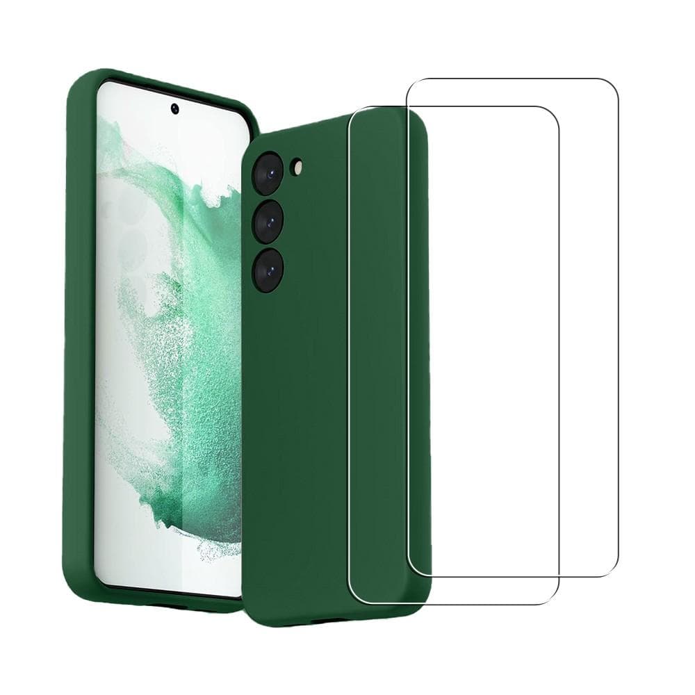 Hülle Galaxy S23 und 2 schutzfolien - Silikon - Grün