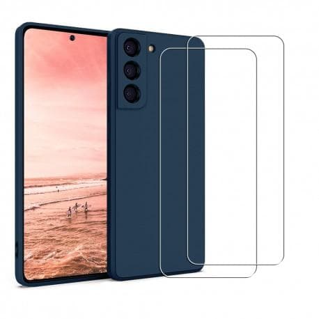 Hülle Galaxy S22 5G und 2 schutzfolien - Silikon - Blau