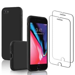 Hülle iPhone SE(2020/2022)/iPhone 8/7 und 2 schutzfolien - Silikon - Schwarz