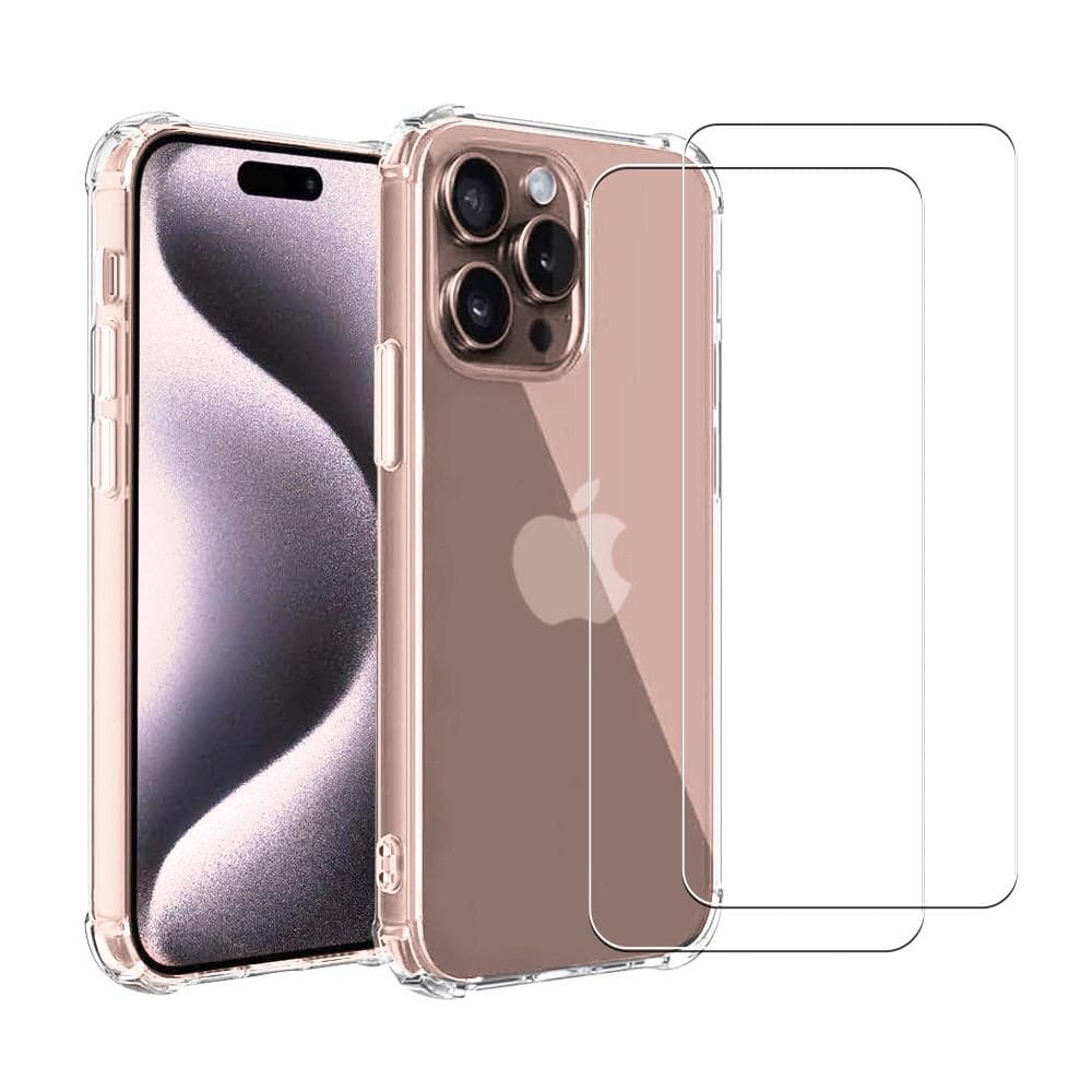 Hülle iPhone 16 Pro und 2 schutzfolien - TPU - Transparent