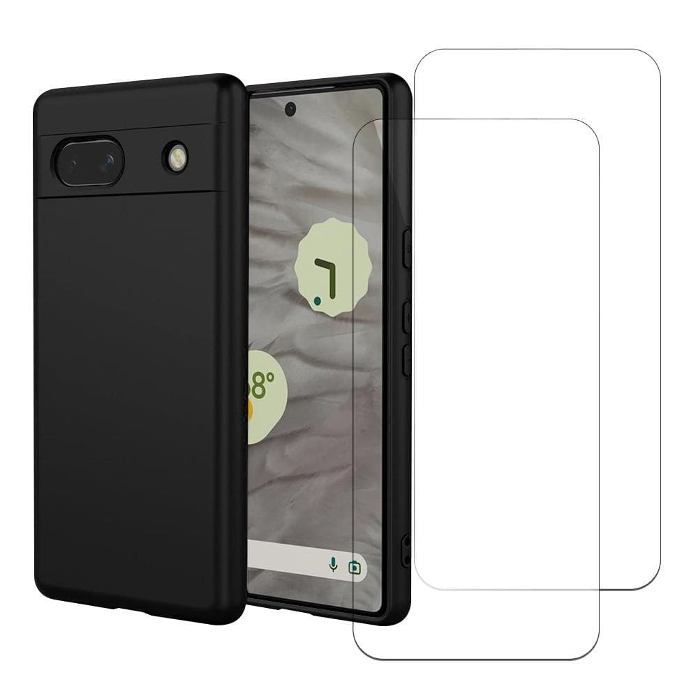 Hülle Google Pixel 7a und 2 schutzfolien - Silikon - Schwarz