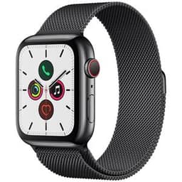 Apple Watch Series 5 (2019) GPS + Cellular 44 mm - Rostfreier Stahl Space Schwarz - Milanaise Armband Schwarz