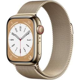 Apple Watch Series 8 (2022) GPS + Cellular 41 mm - Rostfreier Stahl Gold - Milanaise Armband Gold