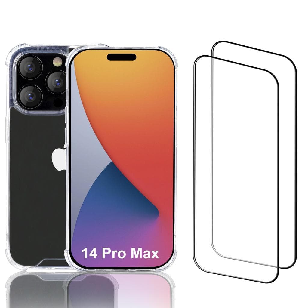 Hülle iPhone 14 Pro Max und 2 schutzfolien - Recycelter Kunststoff - Transparent
