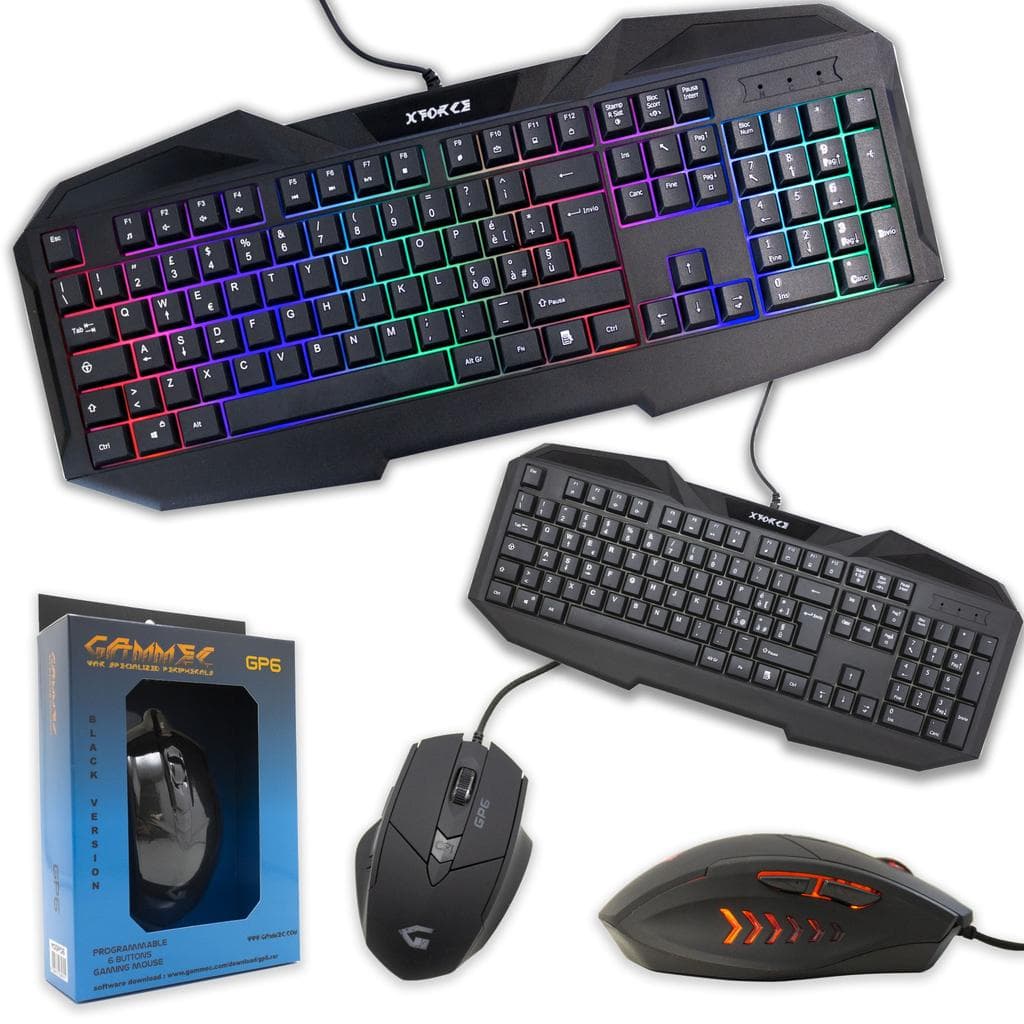 Cortek Tastatur QWERTY Italienisch mit Hintergrundbeleuchtung XForce Kit Mouse and Keyboard