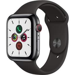 Apple Watch Series 5 (2019) GPS + Cellular 44 mm - Rostfreier Stahl Space Schwarz - Sportarmband Schwarz