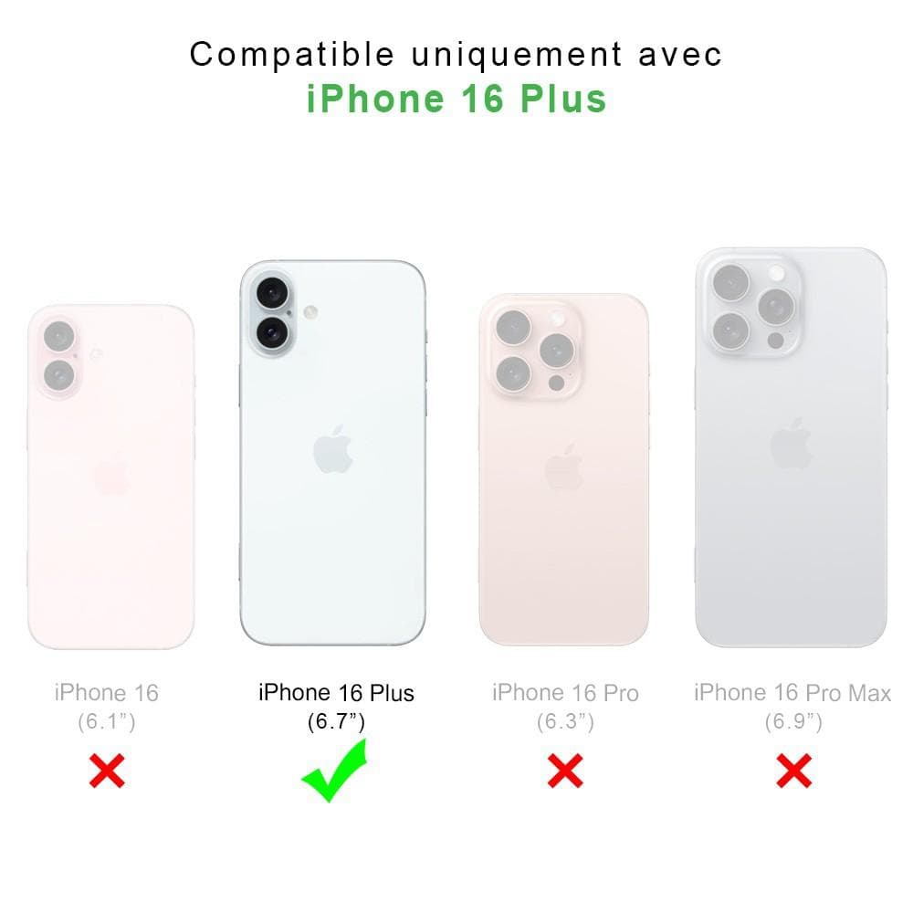 Back Market Hülle iPhone 16+ und schutzfolie - Recycelter Kunststoff - Schwarz