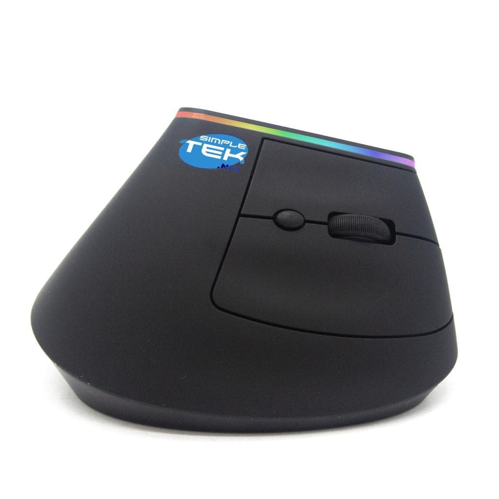 Simpletek Vertical Ergonomic mouse, RGB, Bluetooth/WiFi, Integrated battery Maus Wireless