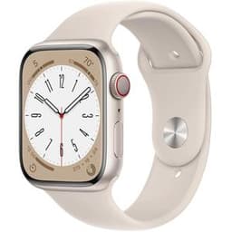 Apple Watch (Series 8) 2022 GPS 45 mm - Aluminium Gold - Sportarmband Weiß
