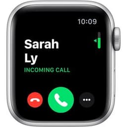 Apple Watch Series 5 (2019) GPS + Cellular 44 mm - Aluminium Silber - Sportarmband Schwarz