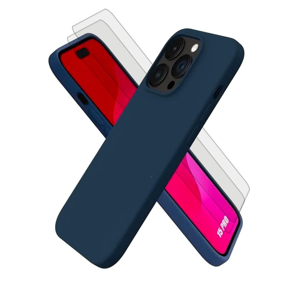 Hülle iPhone 15 Pro und 2 schutzfolien - Silikon -
