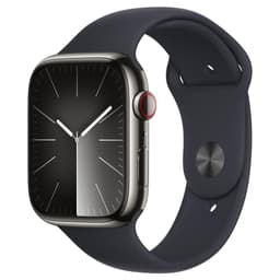 Apple Watch Series 9 (2023) GPS + Cellular 45 mm - Rostfreier Stahl Graphit - Sportarmband Midnight