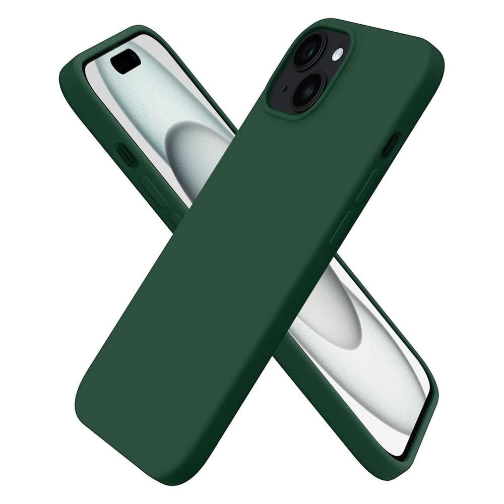 Hülle iPhone 15 und 2 schutzfolien - Silikon - Grün