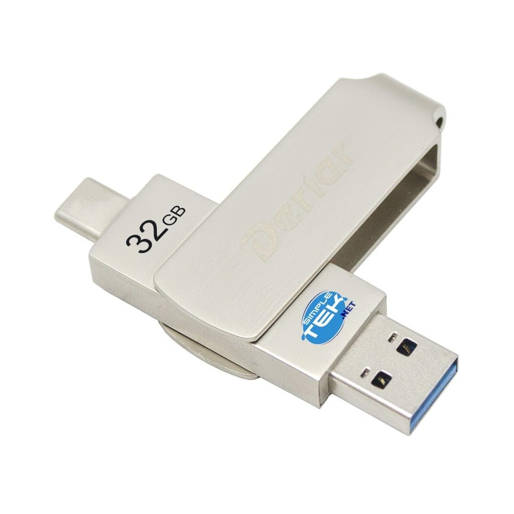 Derlar Reversible Pen Drive, USB-A 3.2 USB-C Thunderbolt USB-Stick