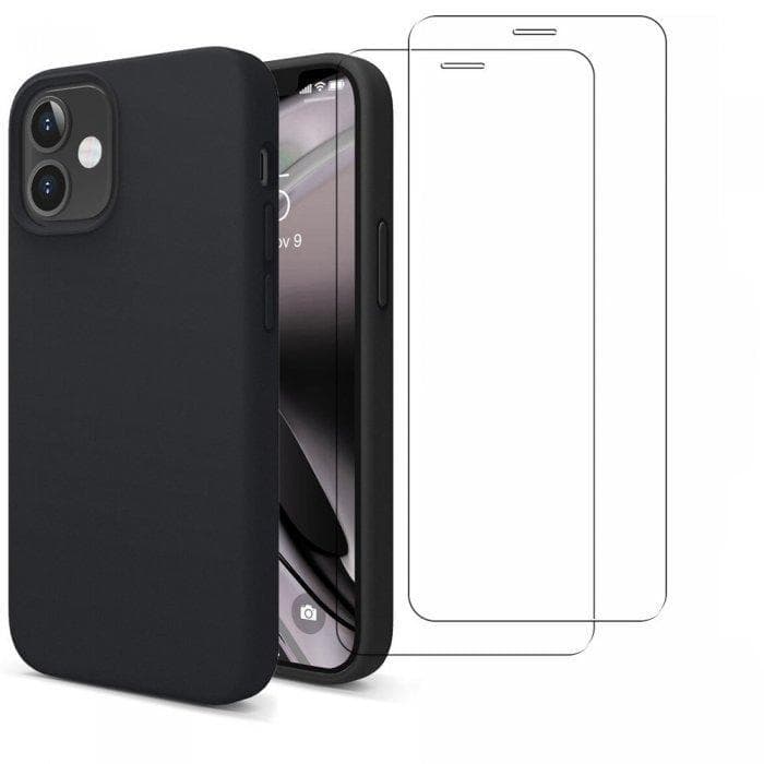 Hülle iPhone 12 mini und 2 schutzfolien - Silikon - Schwarz
