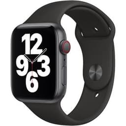 Apple Watch (Series 4) 2018 GPS + Cellular 44 mm - Rostfreier Stahl Grau - Sportarmband Schwarz