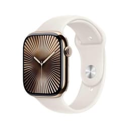 Apple Watch Series 9 (2023) GPS + Cellular 45 mm - Rostfreier Stahl Gold - Sportarmband Polarstern