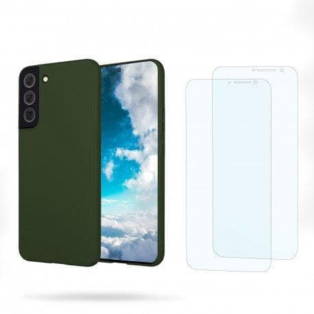 Hülle Galaxy S22 5G und 2 schutzfolien - Silikon - Grün