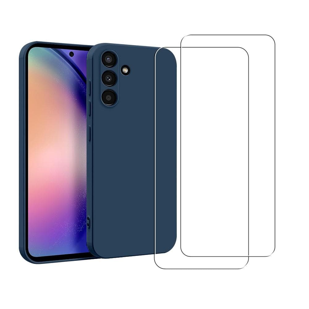 Hülle Galaxy A54 und 2 schutzfolien - Silikon - Blau