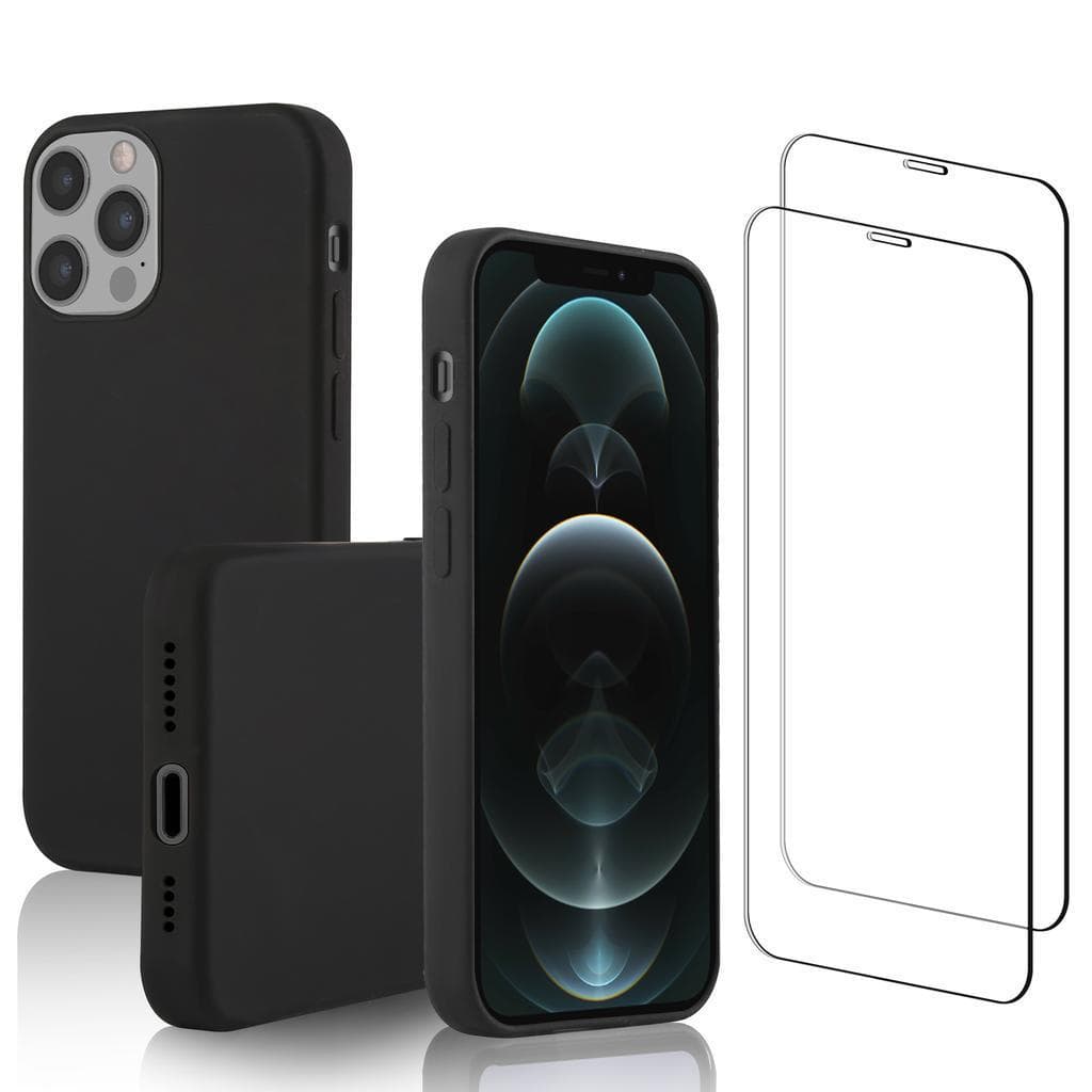 Hülle iPhone 12 Pro Max und 2 schutzfolien - Silikon - Schwarz