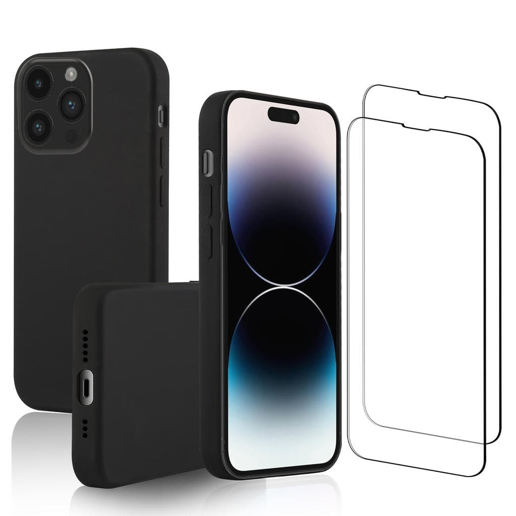 Hülle iPhone 15 Pro und 2 schutzfolien - Silikon - Schwarz