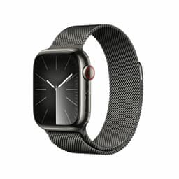 Apple Watch Series 9 (2023) GPS + Cellular 41 mm - Rostfreier Stahl Graphit - Milanaise Armband Schwarz