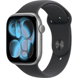 Apple Watch (2025) GPS + Cellular 42 mm - Aluminium Space Grau - Sportarmband Schwarz