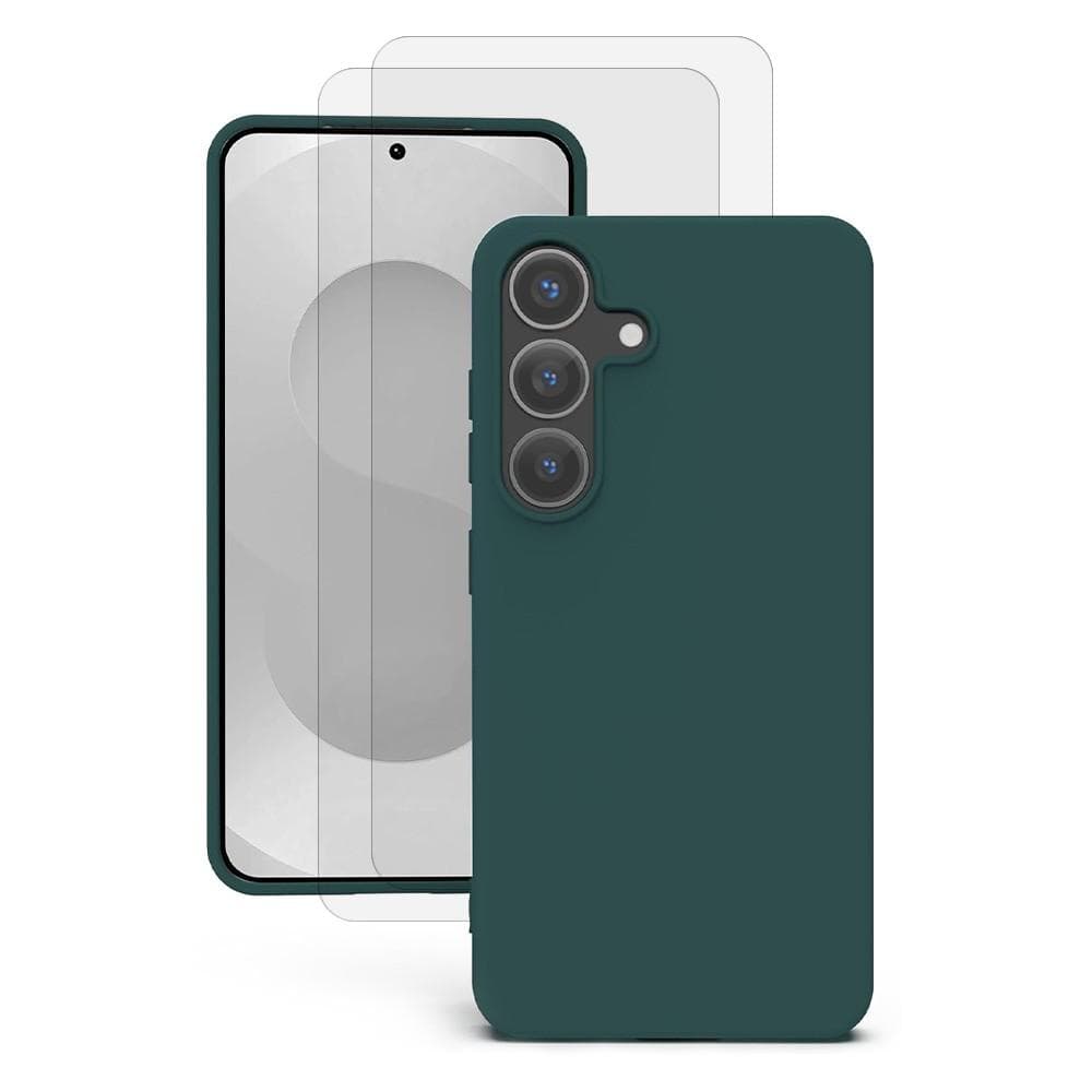 Hülle Galaxy S25 Plus und 2 schutzfolien - Silikon - Grün
