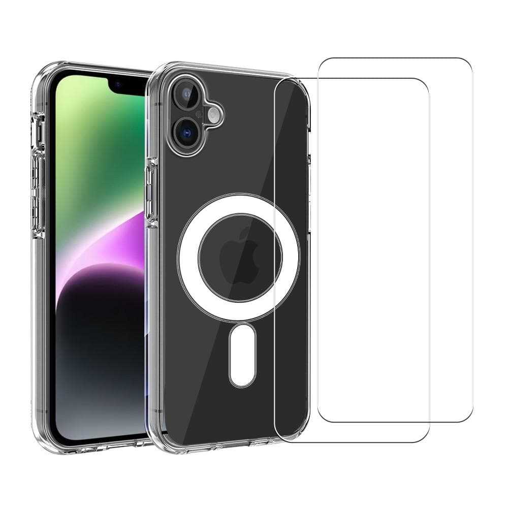 Hülle iPhone 16 Plus und 2 schutzfolien - TPU - Transparent