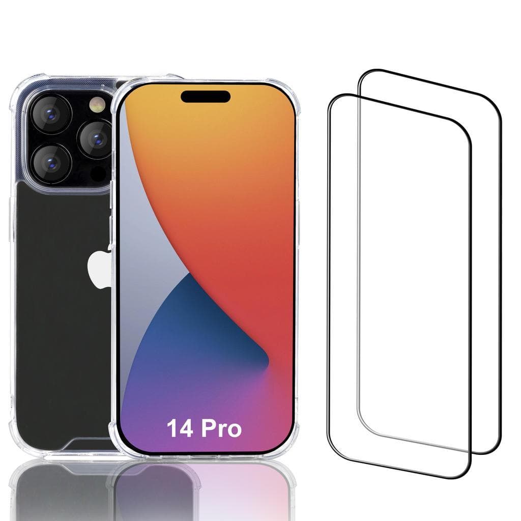 Hülle iPhone 14 Pro und 2 schutzfolien - Recycelter Kunststoff - Transparent