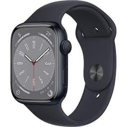 Apple Watch (Series 8) 2022 GPS 45 mm - Rostfreier Stahl Schwarz - Sportarmband Schwarz