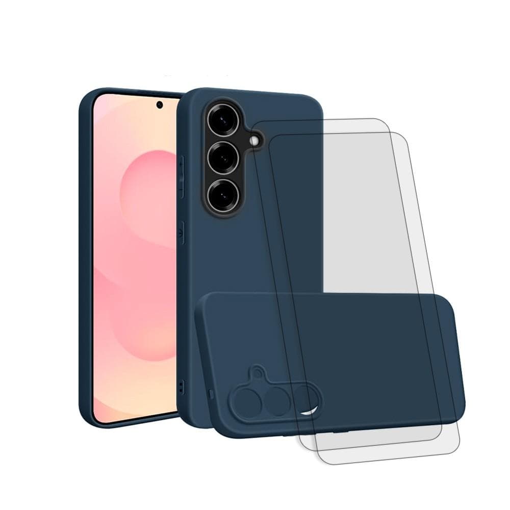 Hülle Galaxy S25 und 2 schutzfolien - Silikon - Blau