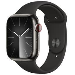 Apple Watch Series 9 (2023) GPS + Cellular 41 mm - Rostfreier Stahl Graphit - Sportarmband Midnight