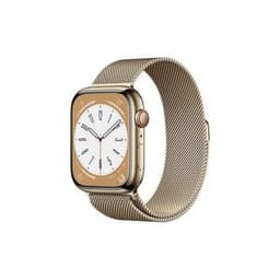 Apple Watch Series 8 (2022) GPS + Cellular 45 mm - Rostfreier Stahl Gold - Milanaise Armband Gold