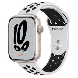 Apple Watch Series 7 (2021) GPS + Cellular 45 mm - Aluminium Polarstern - Nike Sportarmband Weiß/Schwarz