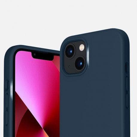 Hülle iPhone 13 und 2 schutzfolien - Silikon - Marineblau