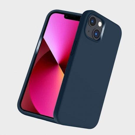 Hülle iPhone 13 und 2 schutzfolien - Silikon - Marineblau
