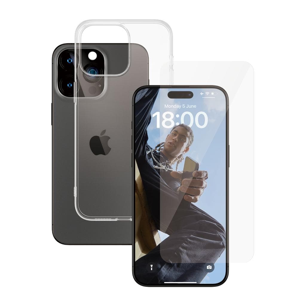 iPhone 15 Pro Max und schutzfolie - TPU - Transparent