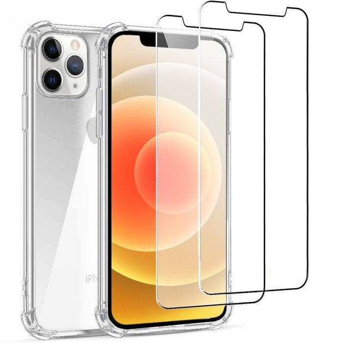 Hülle iPhone 12/iPhone 12 Pro und 2 schutzfolien - TPU - Transparent
