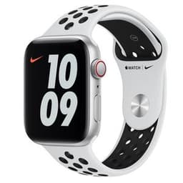 Apple Watch Series SE 1 (2020) GPS + Cellular 44 mm - Aluminium Silber - Nike Sportarmband Weiß/Schwarz