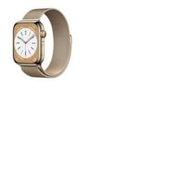 Apple Watch (Series 8) 2022 GPS 45 mm - Rostfreier Stahl Gold - Milanaise Armband Gold