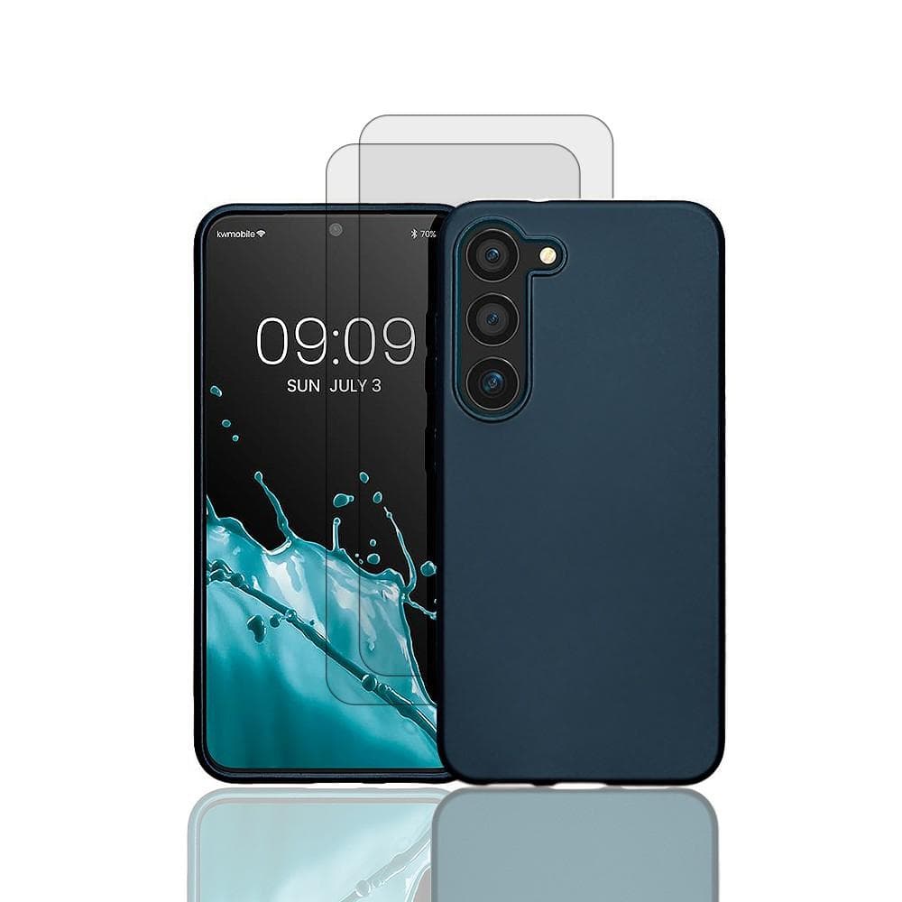 Hülle Galaxy S23+ und 2 schutzfolien - Silikon - Blau