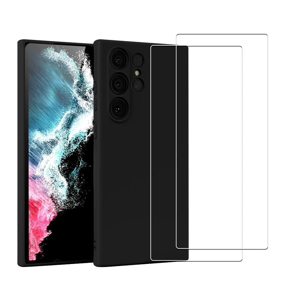 Hülle Galaxy S22 Ultra 5G und 2 schutzfolien - Silikon - Schwarz