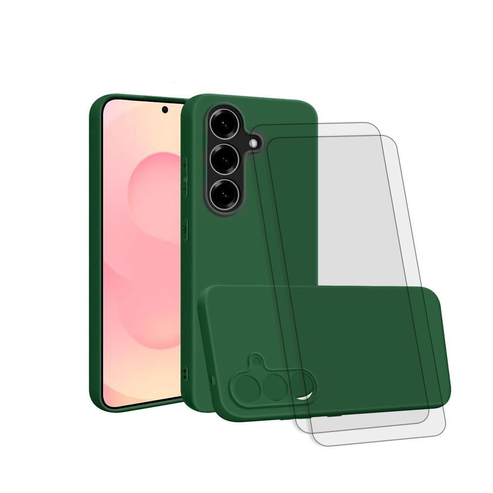 Hülle Galaxy S25 und 2 schutzfolien - Silikon - Grün
