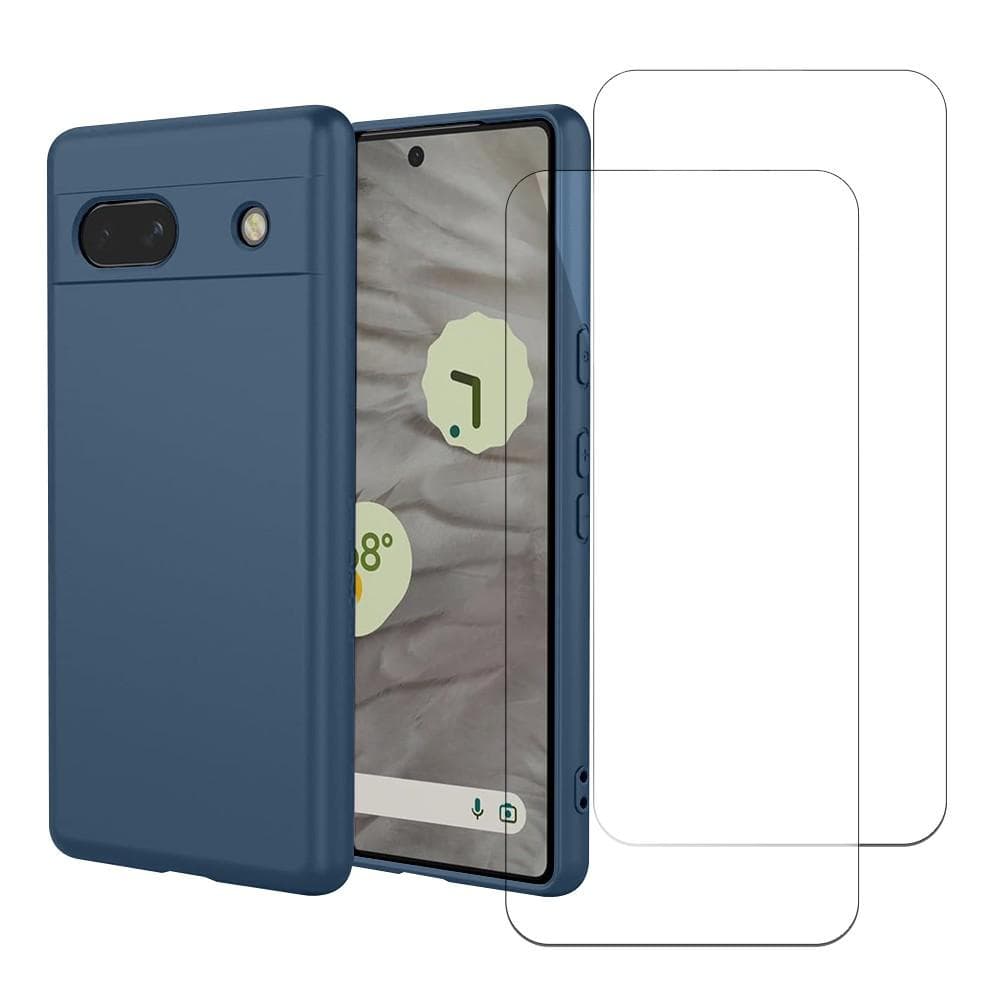 Hülle Google Pixel 7a und 2 schutzfolien - Silikon - Blau