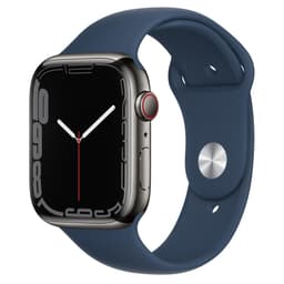 Apple Watch Series 7 (2021) GPS + Cellular 41 mm - Rostfreier Stahl Graphit - Sportarmband Blau