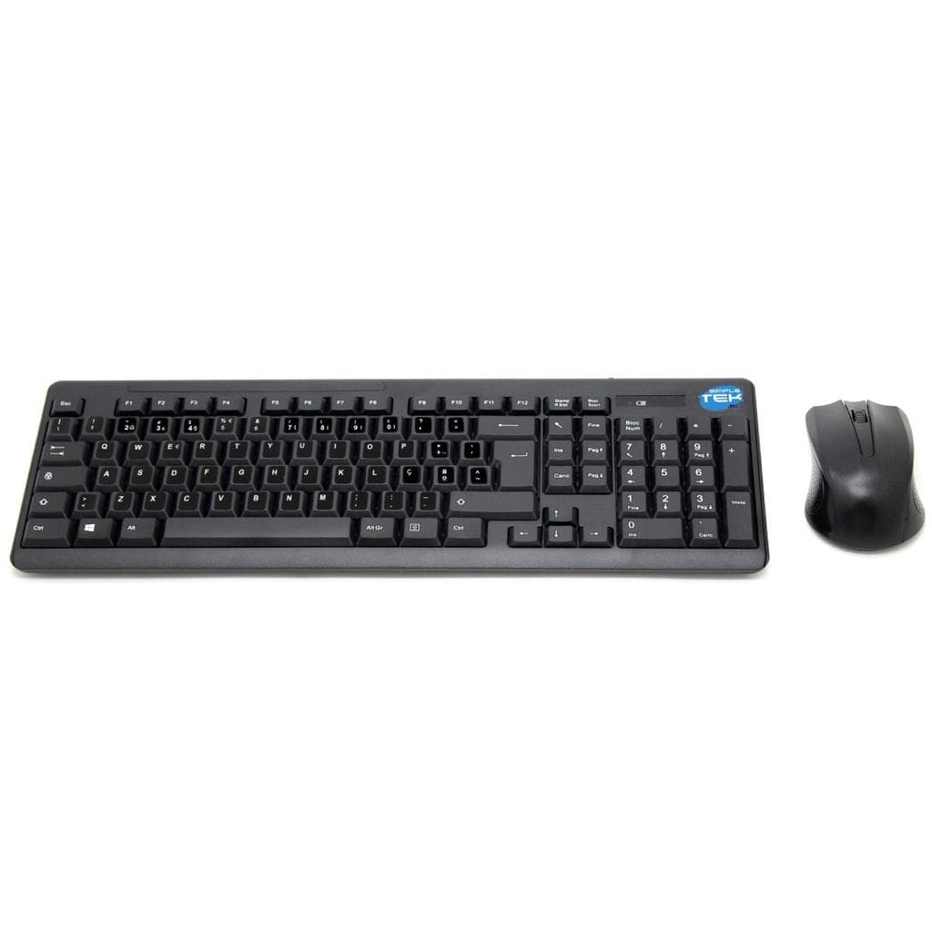 Simpletek Tastatur QWERTY Portugiesisch Wireless Mouse + Keyboard with Stickers 1000 DPI 2.4G Nano reciever