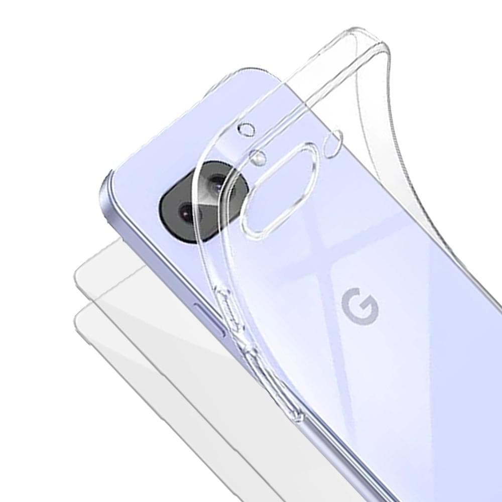 Case Google Pixel 9a and 2 protective screens - TPU - Transparent