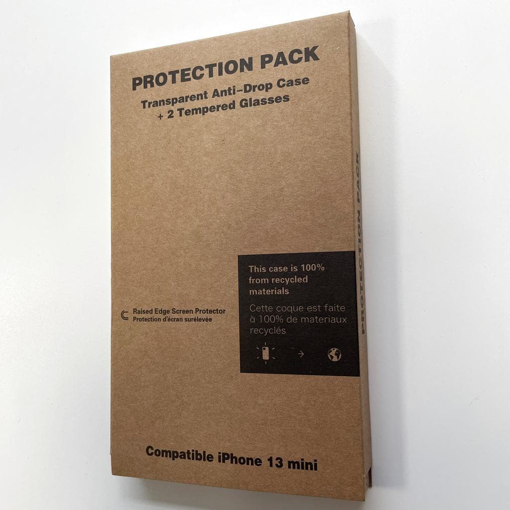 Case iPhone 13 mini and 2 protective screens - Recycled plastic - Transparent